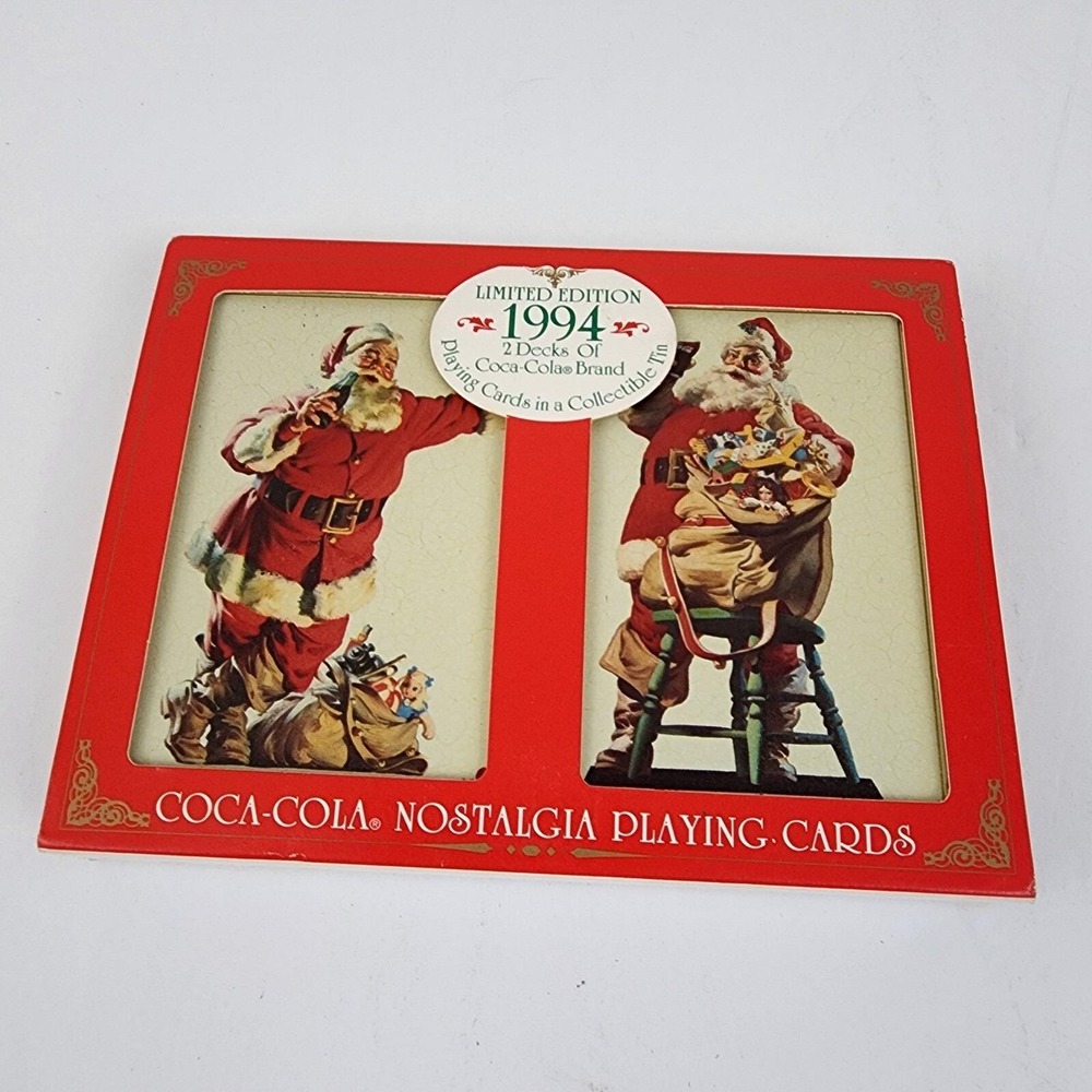 Coca Cola Santa Playing Cards 1994 Nostalgia Limited Edition Two Decks Tin